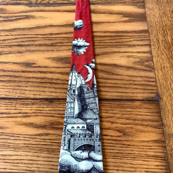 FORNASETTI SILK TIE, famous buildings of Italy, - Picture 3 of 5